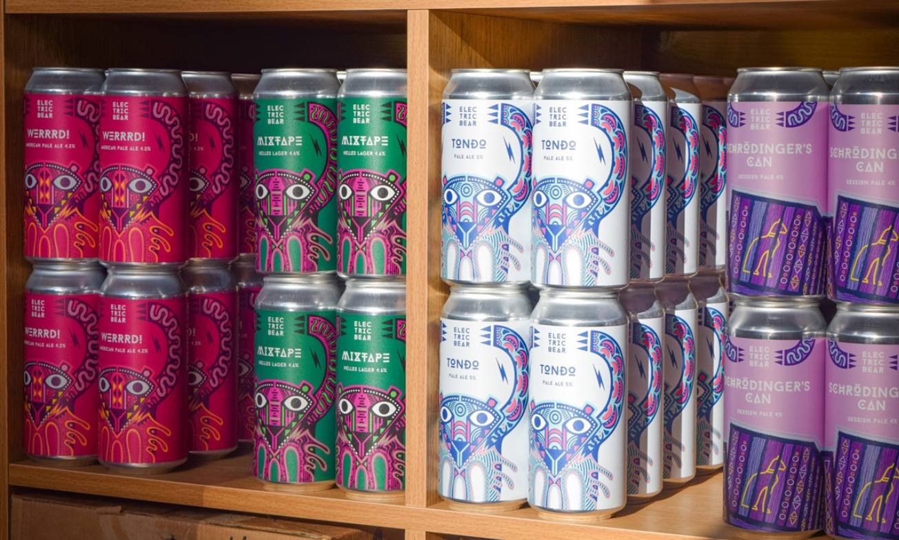 Cans of Electric Bear Brewing beers